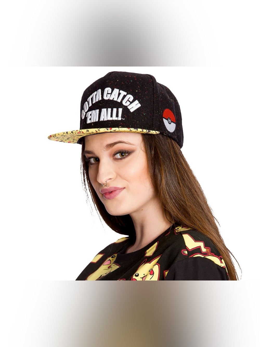 Pokémon Gotta Catch ’Em All! Pikachu Snapback Hat Flat Bill Black -Youth OSFM